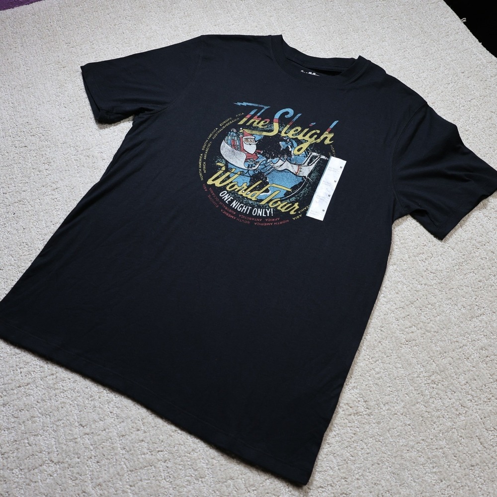Goodfellow & Co Mens The Sleigh World Tour Christmas Graphic T-Shirt Black M